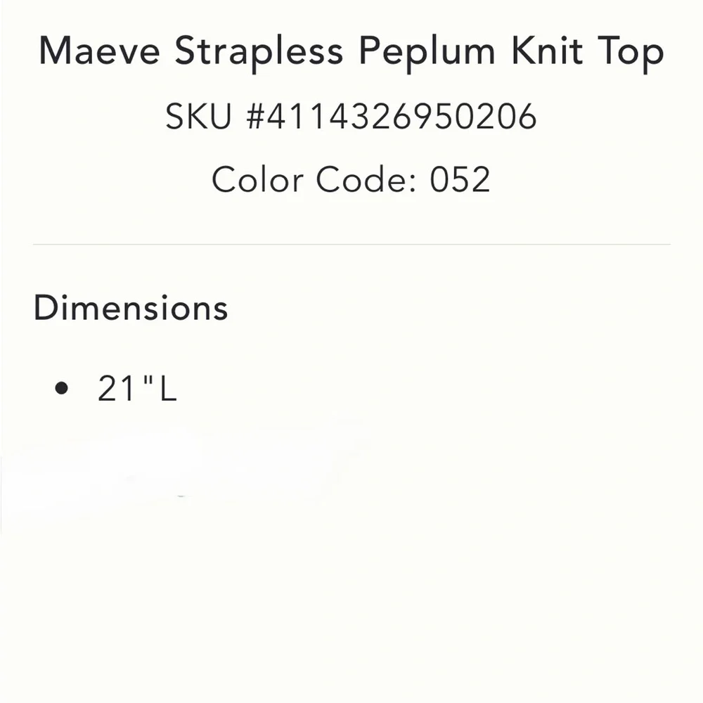ANTHROPOLOGIE➕NWT Maeve Strapless Peplum Knit Top - Picture 9 of 9
